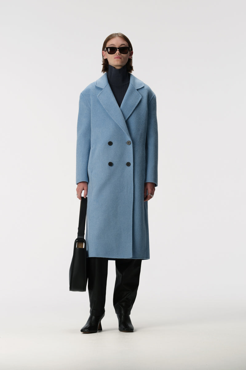 Analina Wool Coat Cornflower Blue | Elka Collective