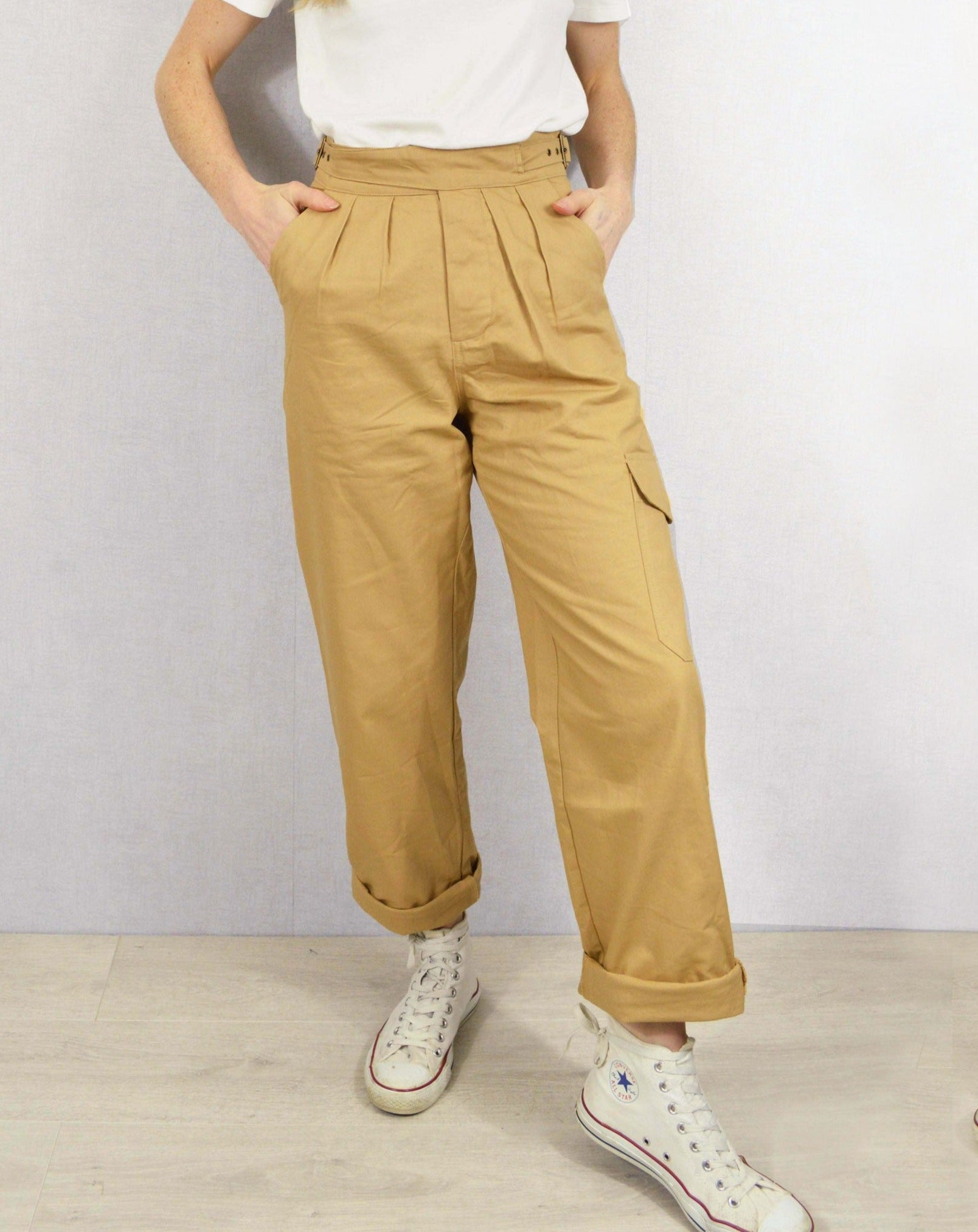 High Waisted Gurkha Pants Tan Beige