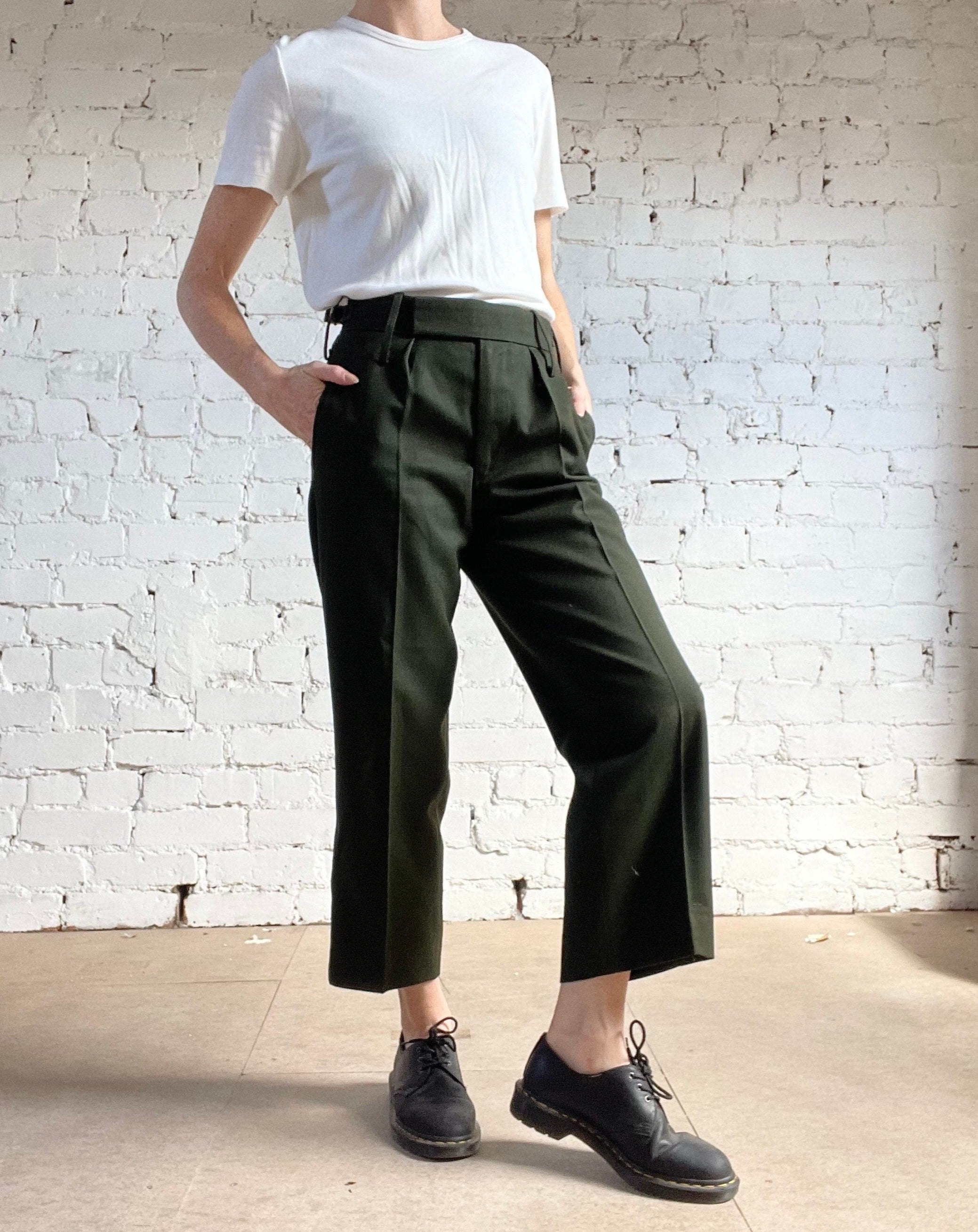 Reclaimed Vintage inpspired high waisted trousers in green | ASOS