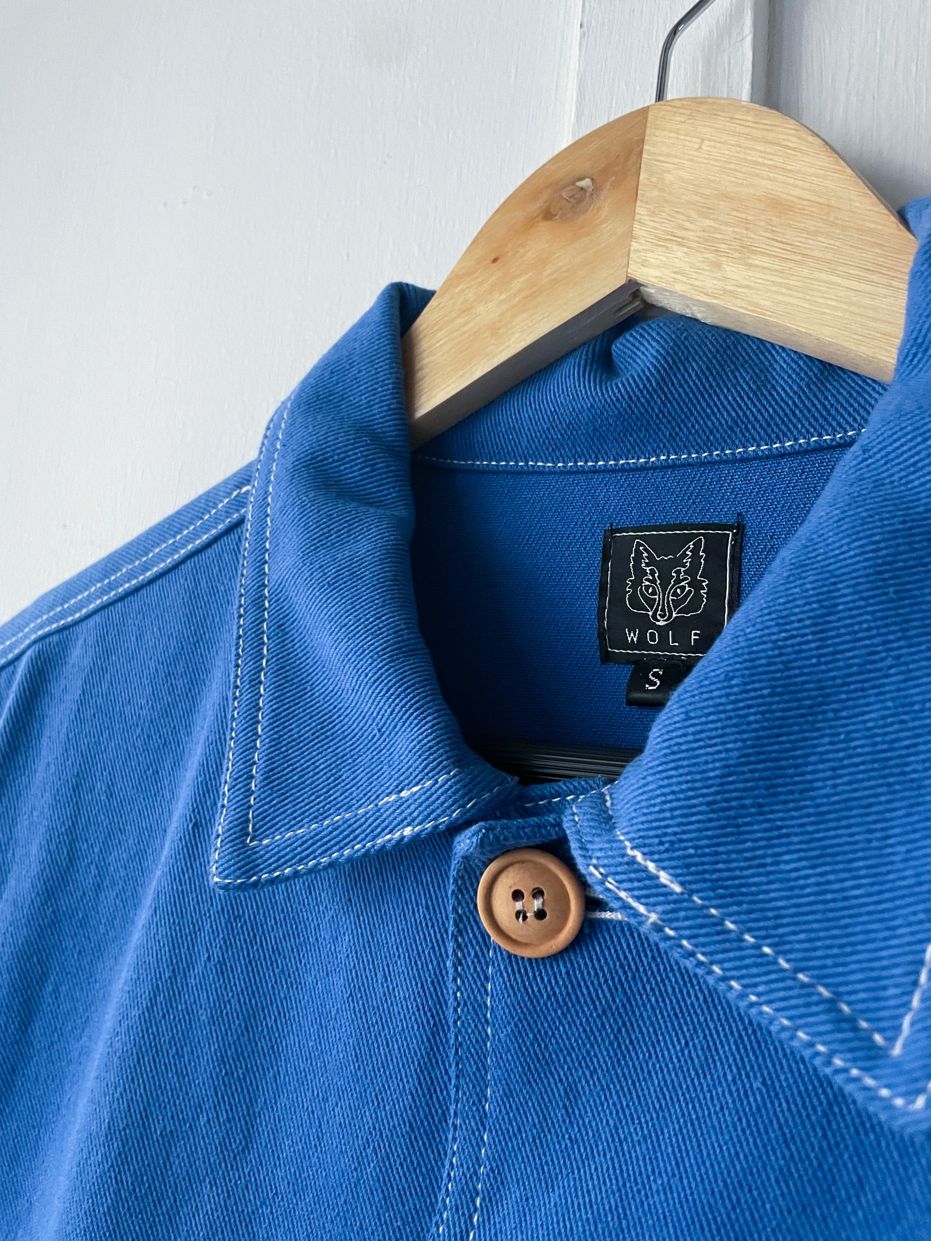 French Cotton Twill Chore Jacket Cobalt Blue