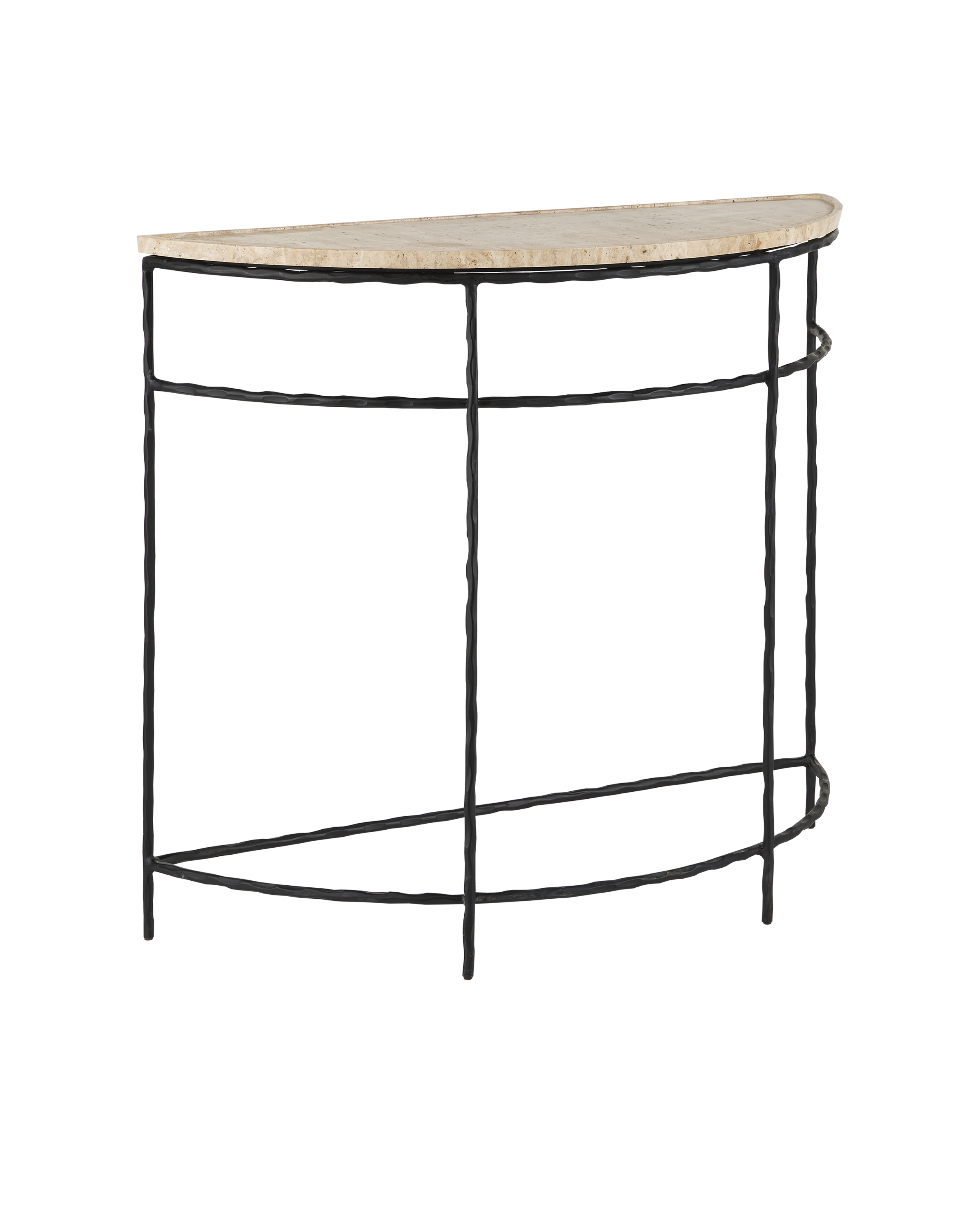 Currey & Co Boyles Travertine Demi-Lune Table | 4000-0138