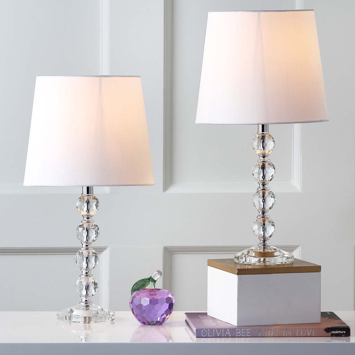 Safavieh Nola 16 Inch H Stacked Crystal Ball Lamp-Clear (Set of 2)