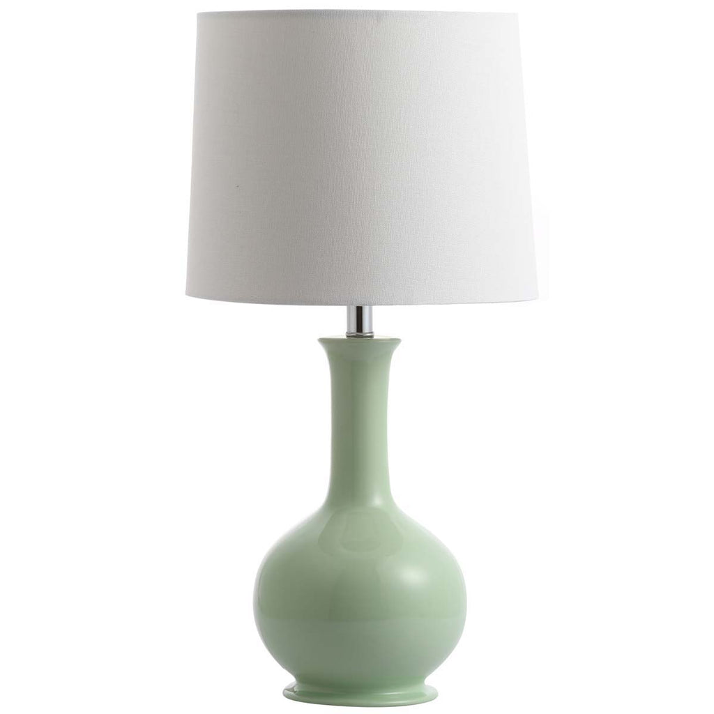 1 Light 26 inch Tall Dark Green Ceramic Table Lamp Accented in Antique Gold  with Round Drum Hardback White Linen Shade and Metal Base - 253014