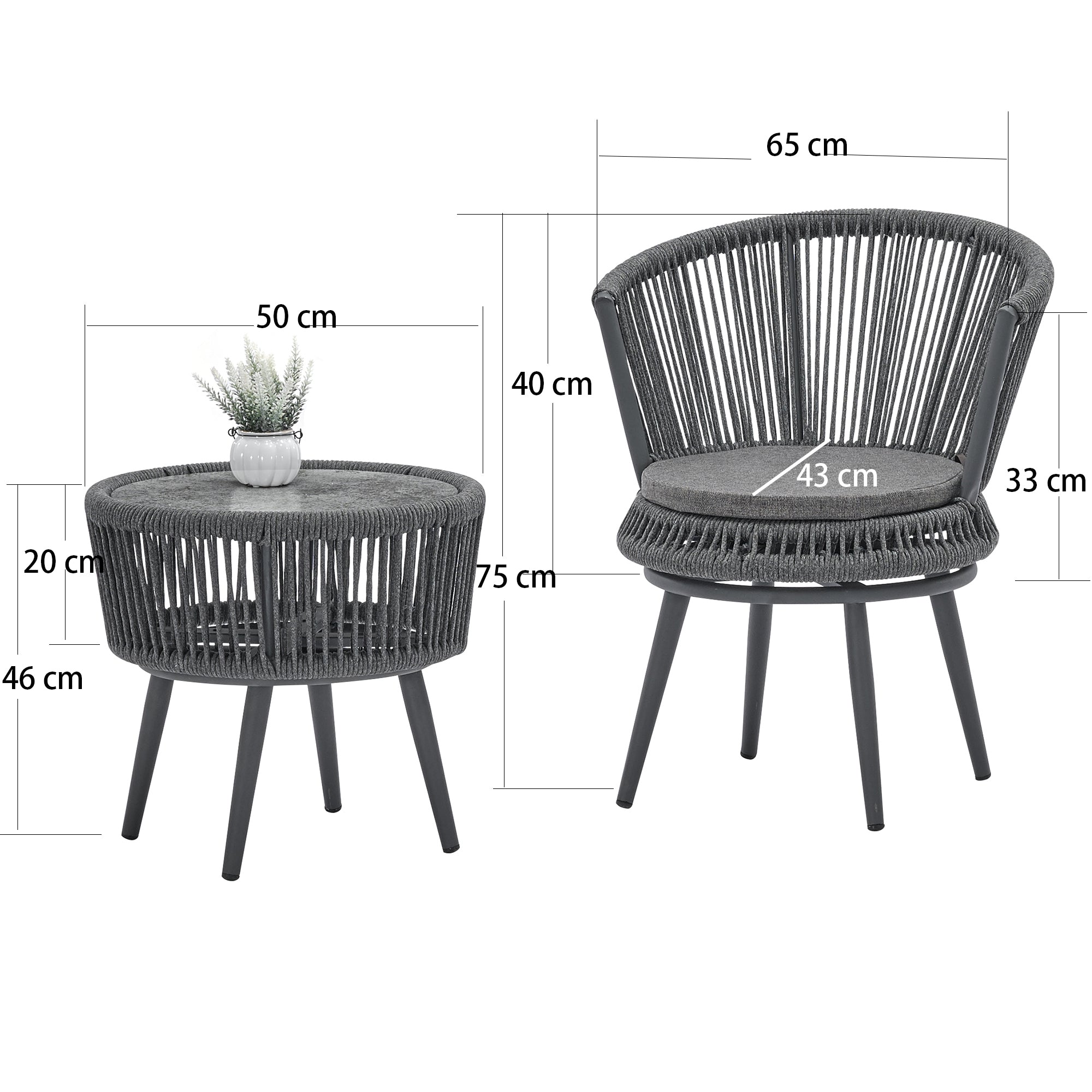 Modern outdoor table and chair woven-belt rope wicker hand-make weaving