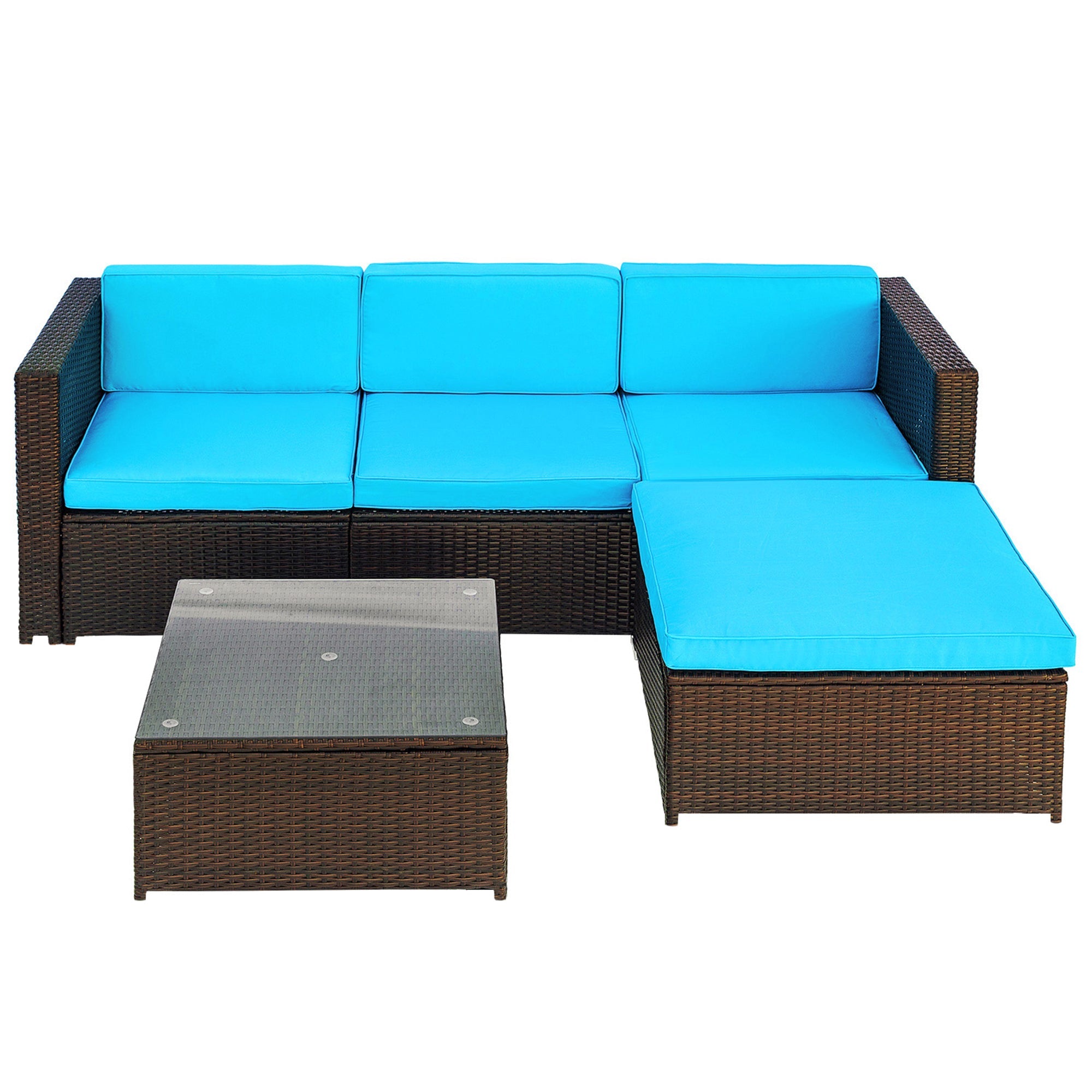 Rattan Patio Furniture Set Wicker Sofa Cushioned Sectional Furniture