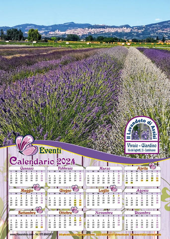 Calendario 2024 gratis, calendario con lavanda 2024, calendario 2024 fiori, calendario pdf 2024, calendario da stampare