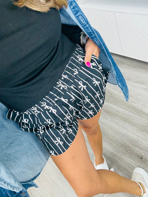 Black Bows & Goals Boxer Shorts (Reg & Plus) - Walker Rose Boutique 