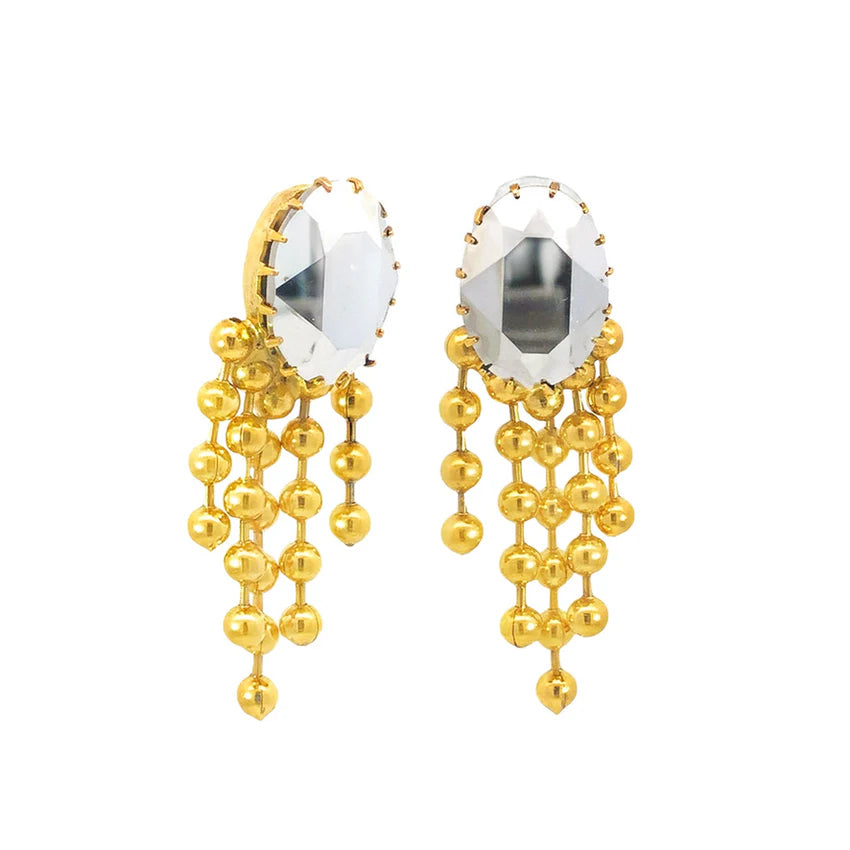 TOVA - Sadie Fringe Earrings in Chrome