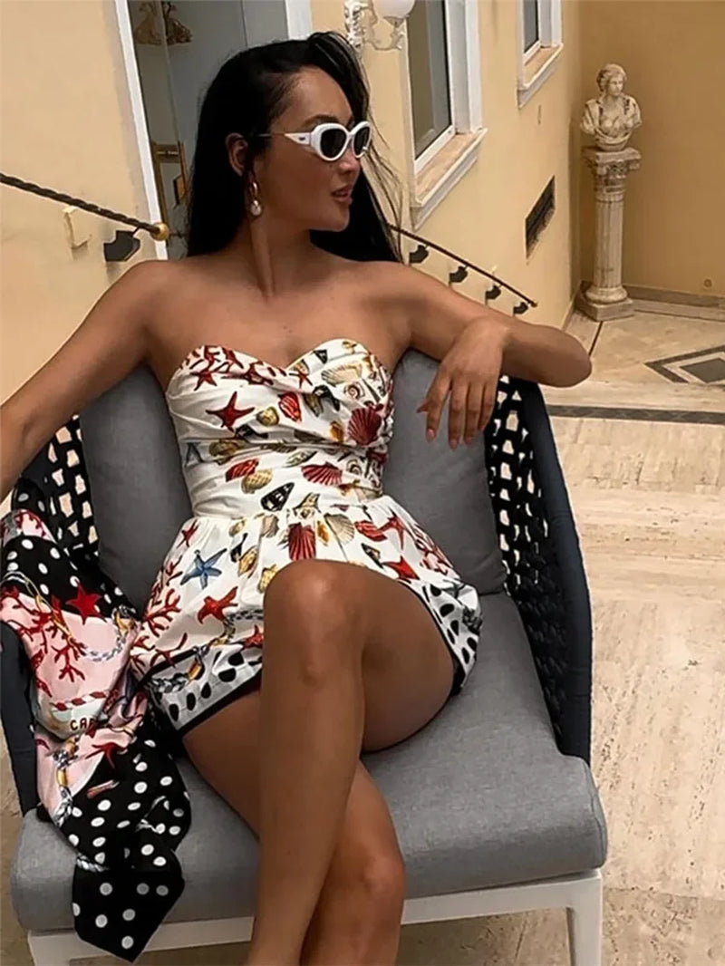 Chic Strapless Printed Mini Dress for Summer Parties - Image 7