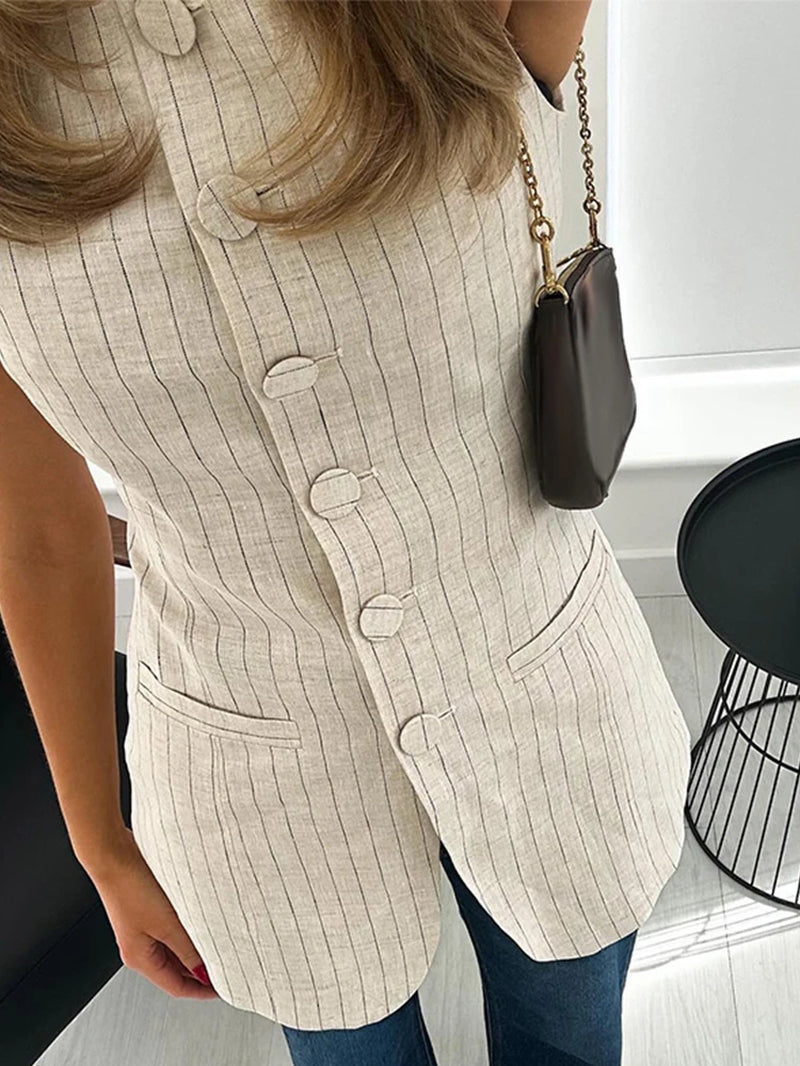 Elegant Sleeveless Slim Fit Women's Casual Jacket - Image 3