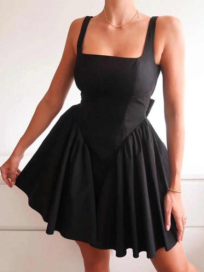 Elegant Backless Bow Lace-Up Mini Dress for Summer - Image 3