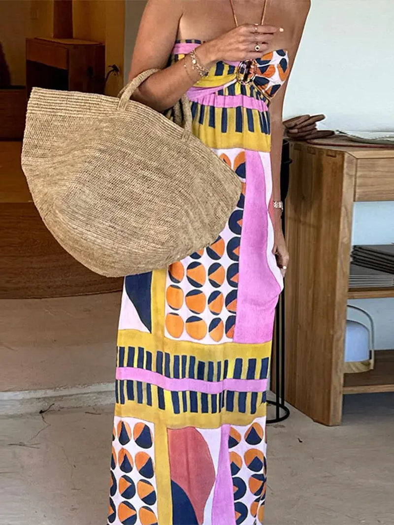Colorful Backless Halter Maxi Dress for Elegant Women - Image 7
