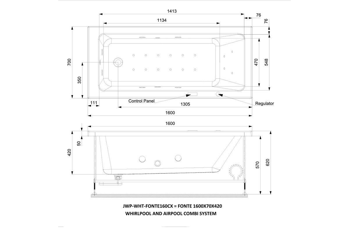 Jaquar Fonte Whirlpool Specifications.