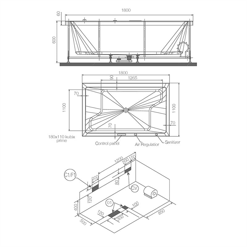 Jaquar Kubix Whirlpool Dimensions.