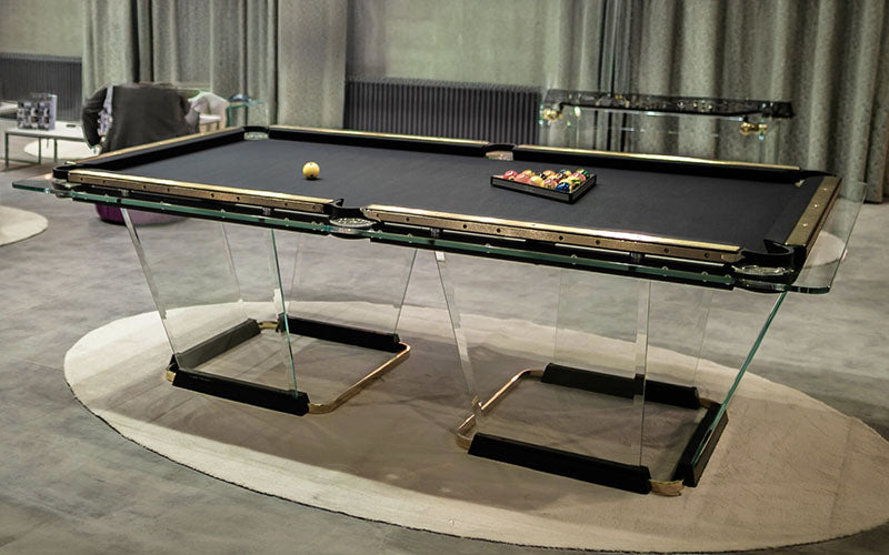 Teckell T1.3 24K Gold Pool Table in luxurious living room. 