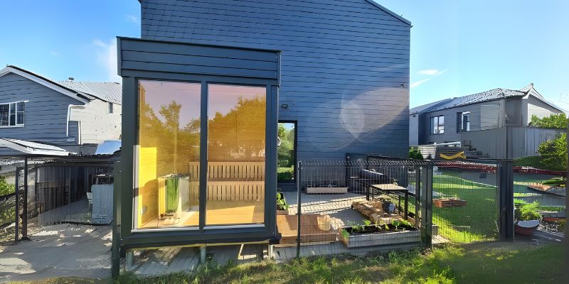 Modern Sauna Cube installed in the backyard.