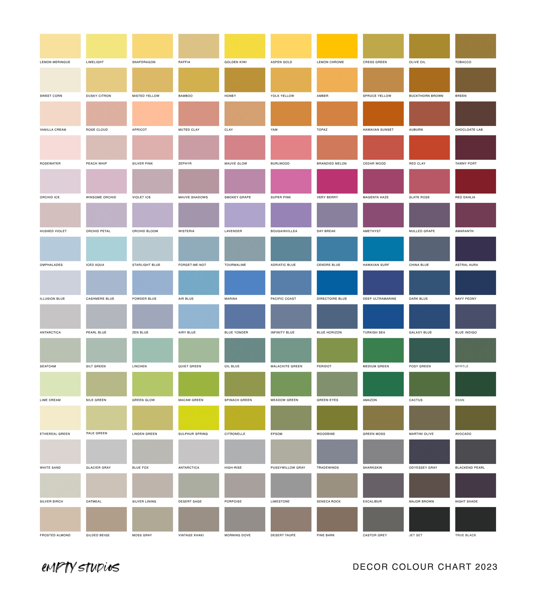 Colour Chart – Empty Studios