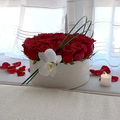 Rose petals for a romantic turn down with candles.