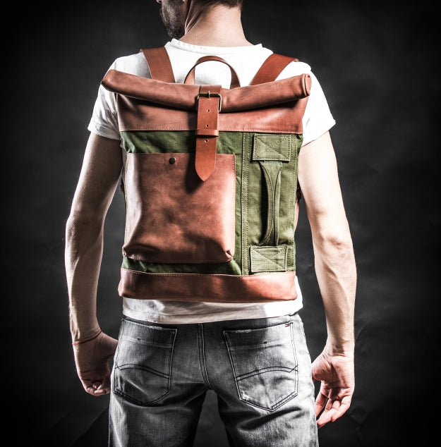 Military Canvas Slip Pocket Backpack