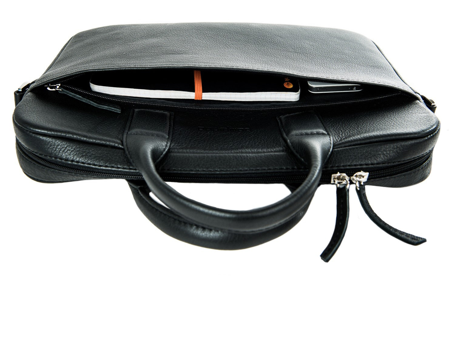 Black Leather Laptop Bag - Unisex by POMPIDOO | Jetset Times SHOP