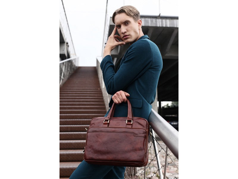 Orlando - Leather Briefcase Laptop Bag by Time Resistance | Jetset ...