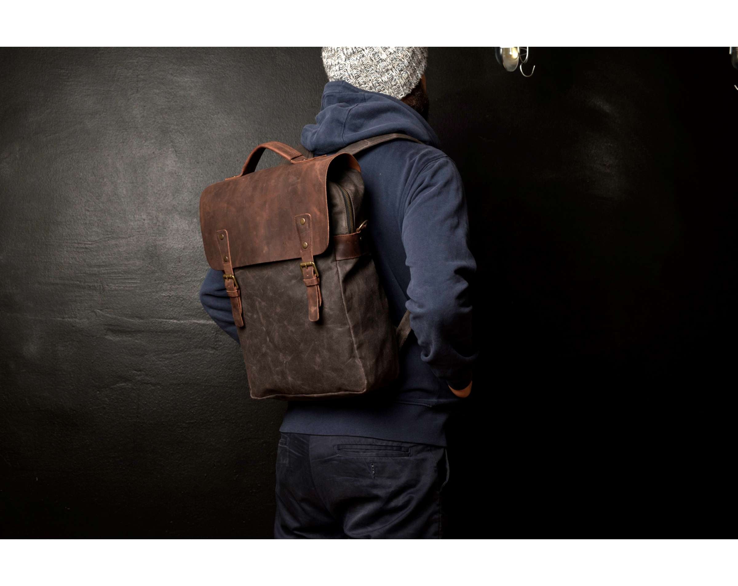 Leather Flap Backpack Chocolate