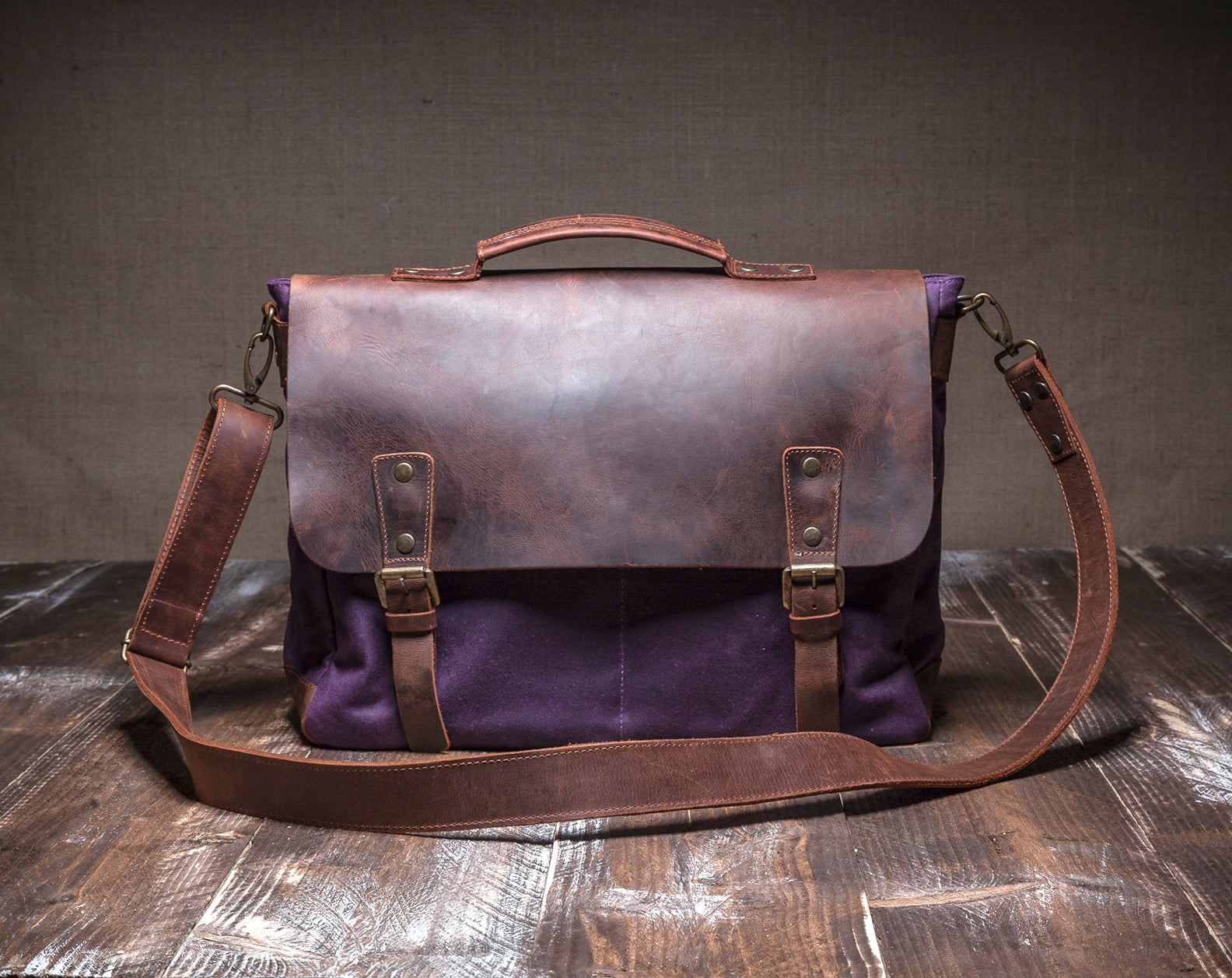 Purple Canvas Laptop Messenger Bag by Tram 21 | Jetset Times SHOP