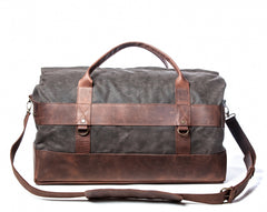 Gray Canvas Leather Weekender Duffel Bag by Tram 21: Jetset Times SHOP