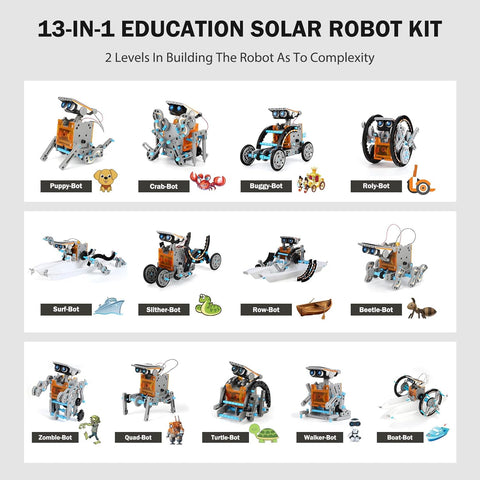 13-in-1 Solar-Powered Robot DIY Kit