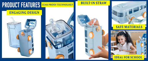 Bus shaped water bottles with unique features