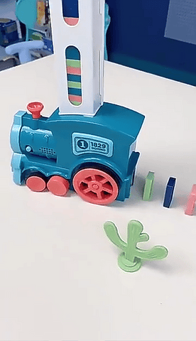 Automatic Domino Train Toy Set Moving on Battery