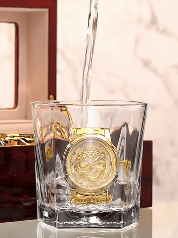 Golden watch with waterproof design