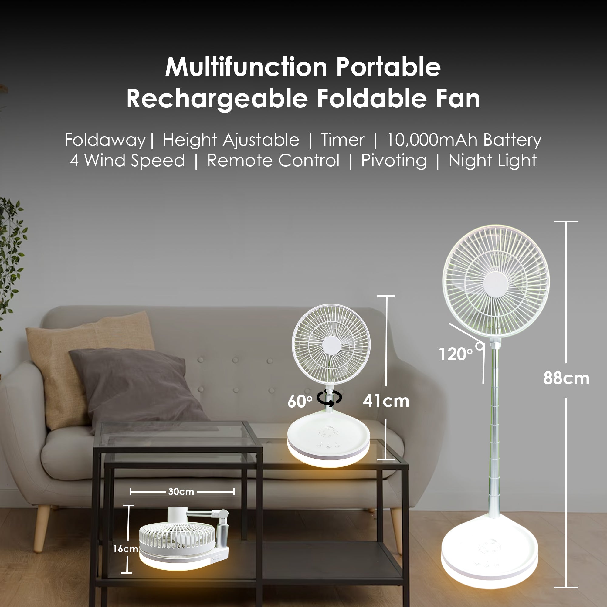 Ac Fan- Table Fan-Folding Table Fan-Rechargeable Table Fan--Portable Table Fan