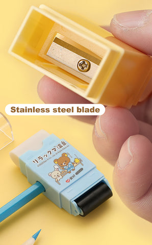 Pencil Sharpener Eraser::pencil sharpener with eraser::pencil sharpener eraser set::Roller Eraser::kawaii cute stationery