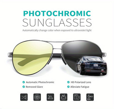 Photochromic Sunglasses-Polarized Sunglasses-UV Protection Sunglasses for Women-Day Night Sunglasses
