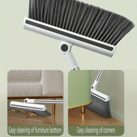 Multipurpose 180° Rotating Head Broom Dustpan Set for cleaning underneath and corners of the house