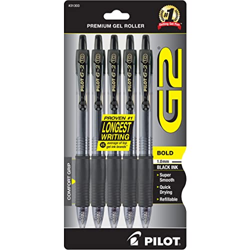 Pilot G2 07 Black Fine Retractable Gel Ink Pen Rollerball 0.7mm Nib Ti