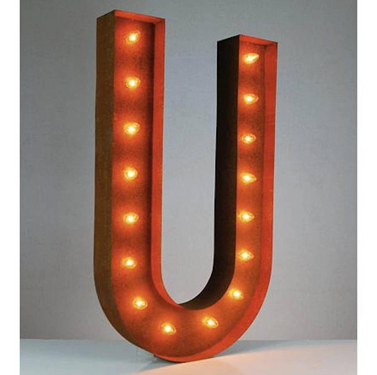 36  Letter  U  Lighted Vintage  Marquee Letters  Rustic 