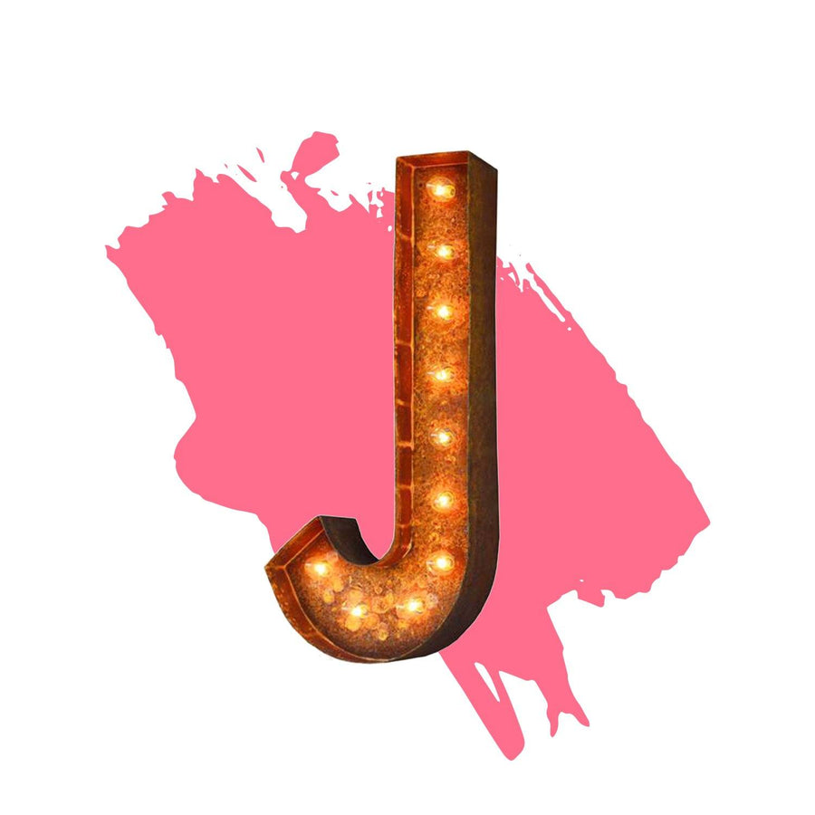 big letter j with lights