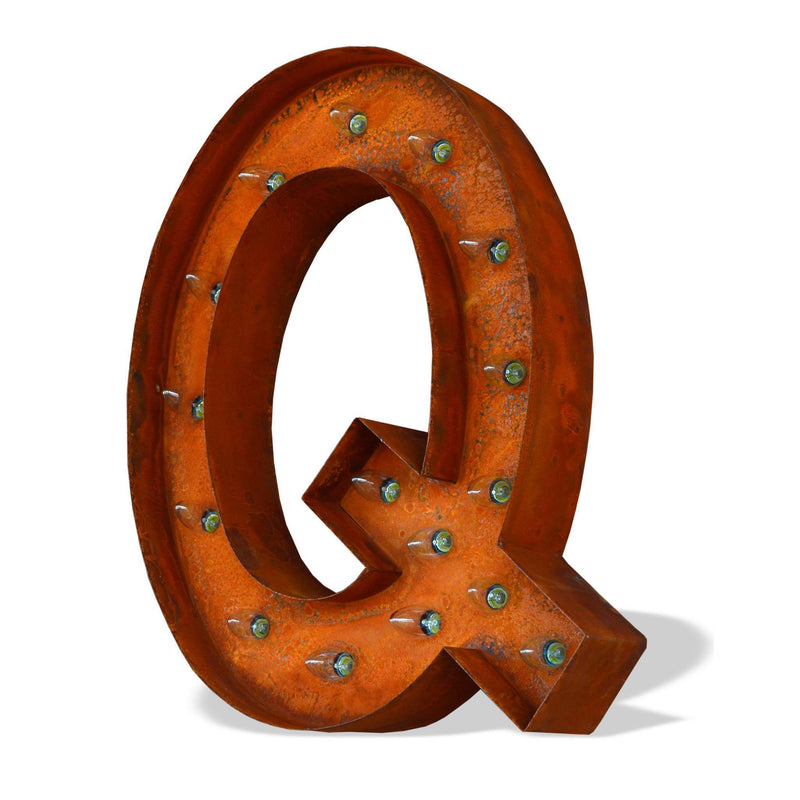 12” Letter Q Lighted Vintage Marquee Letters (Modern Font/Rustic) - Buy ...