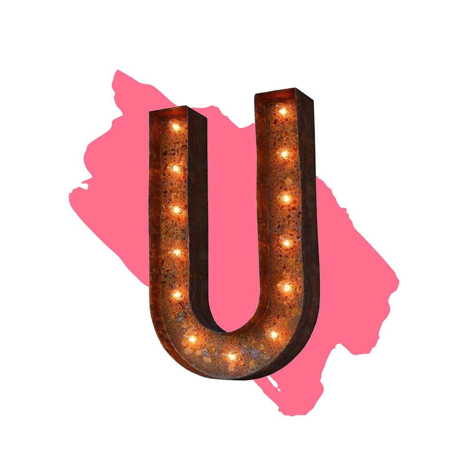 18 Letter  U  Lighted Vintage  Marquee Letters  Modern Font 