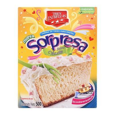 Caja Harina para Pastel Tres Estrellas Sorpresa Vainilla 500G/12P –  MayoreoTotal