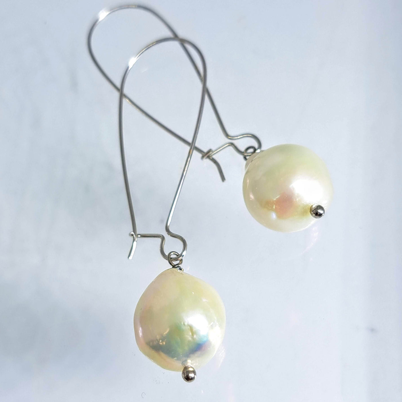 "Swingin' Lady Balls" Earrings - Baroque Pearl, Sterling