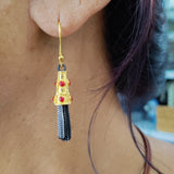 "The Emporer's Daughter" -Earrings, 2 inch Oxidized Sterling Silver, 18k Gold | Key West Local Luxe Jewelry