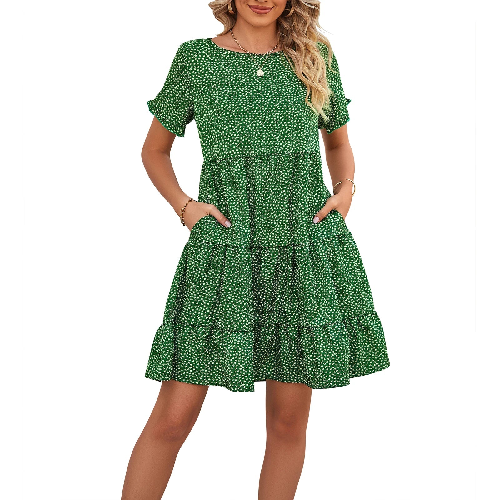 Elegant Floral Print A-Line Dress: Perfect for Summer Casual and Boho Style