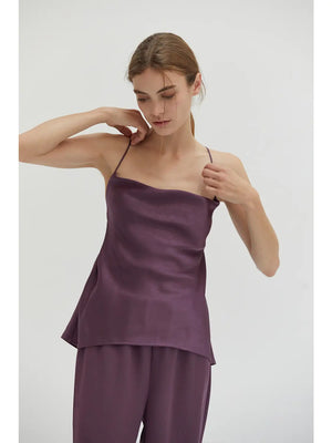 Emberly Satin Cowl Neck Tank - Shoptiques