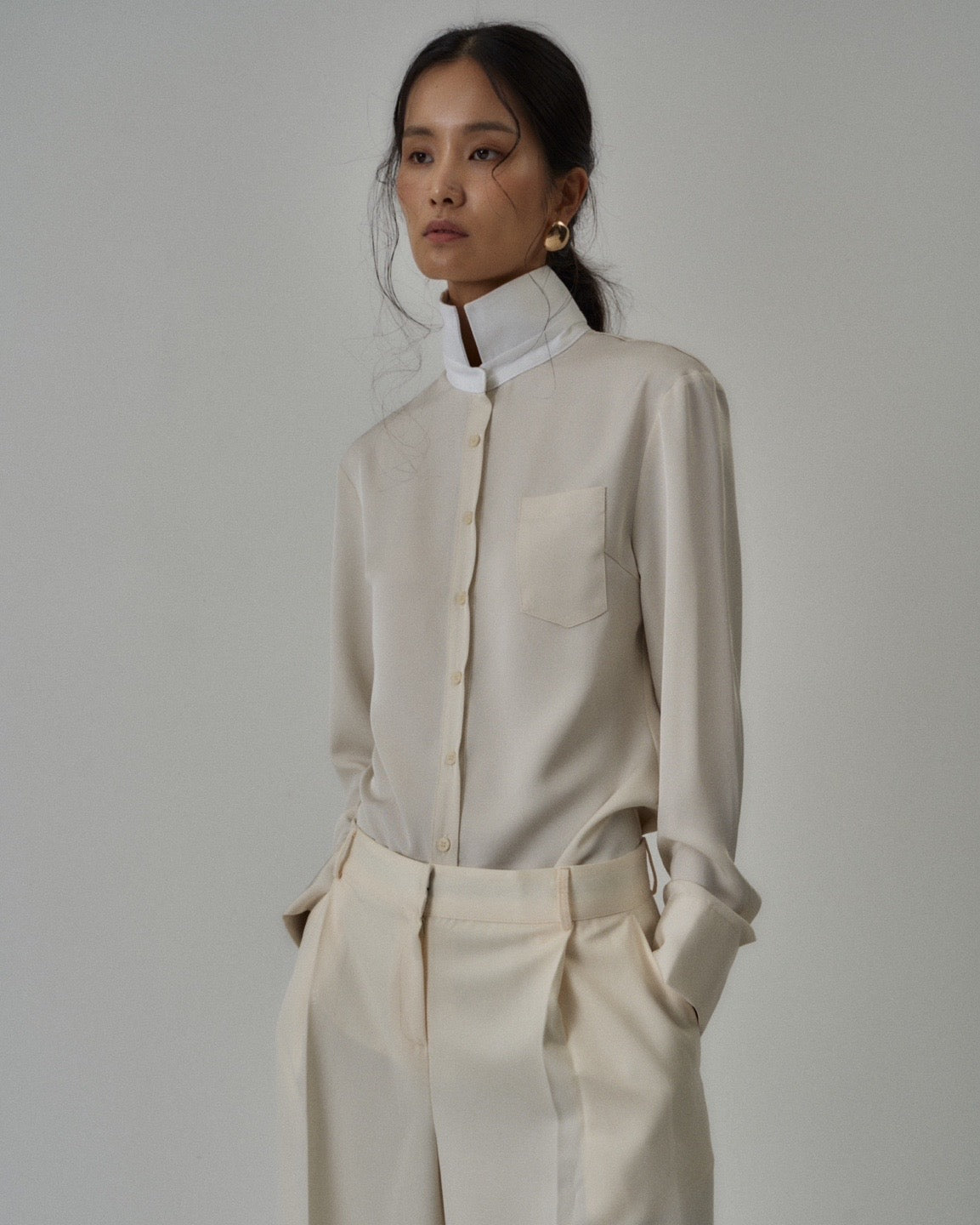 Sanders Button Up in Cream