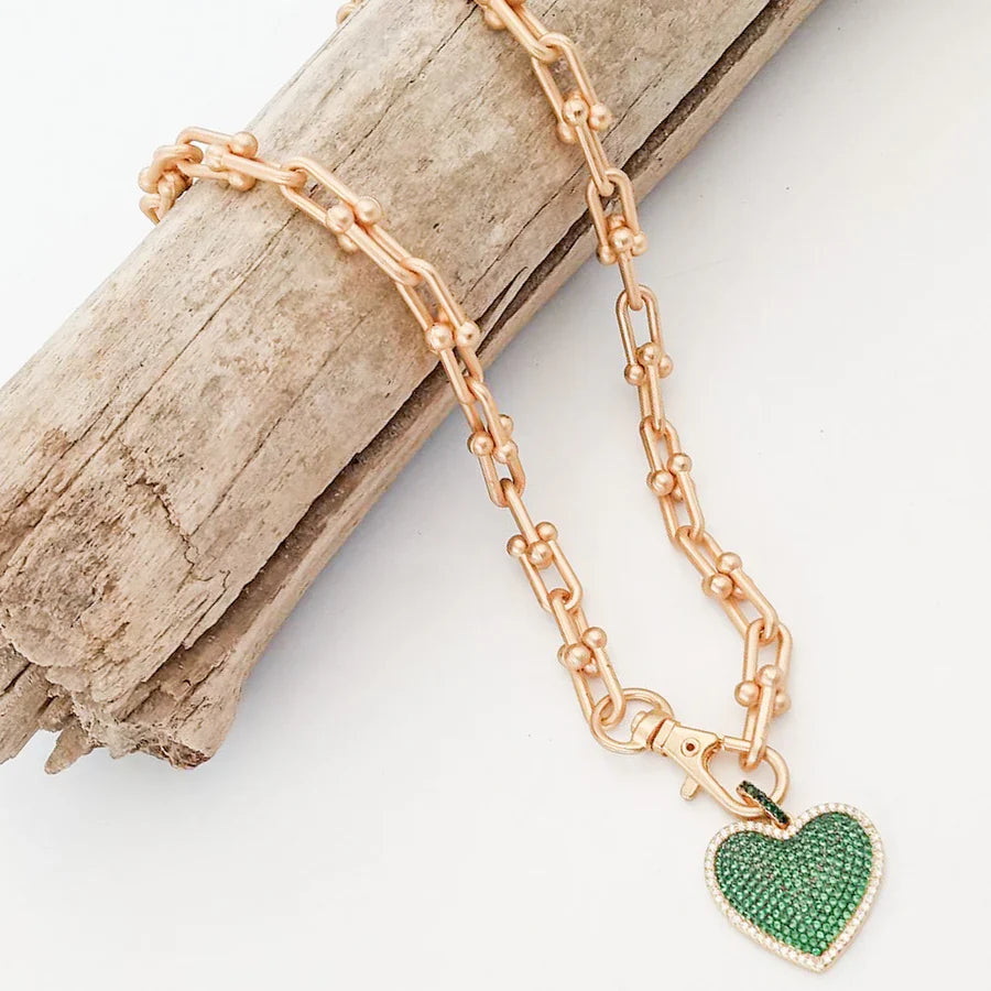 Virtue Mini Pave Heart on Horseshoe Chain