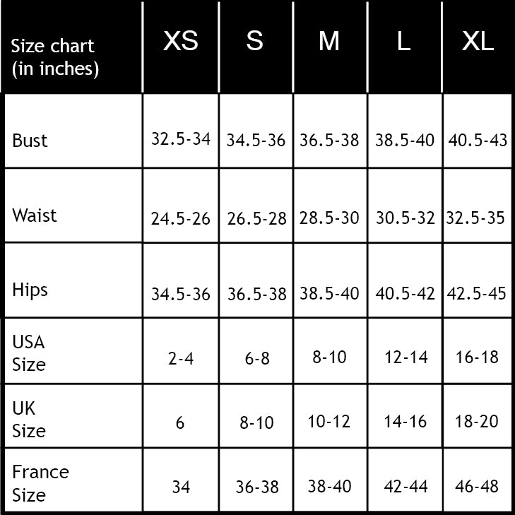Women's Clothing Size Height Weight Chart