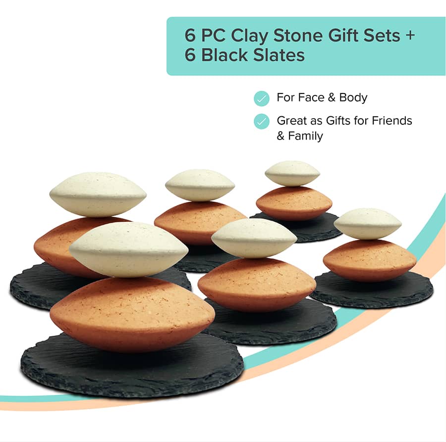 6 PC Clay Stone Sets – With Black Slate bases - wwwpryshancom product image